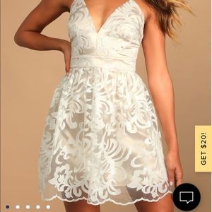 Sweetest Celebrations White Sequin Skater Mini Dress
